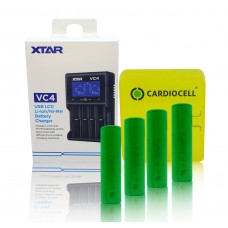 XTAR Ladegerät VC4, Li-Ion / Ni-MH LCD inkl. 4x Sony US18650VTC4 mit Akkubox von Cardiocell