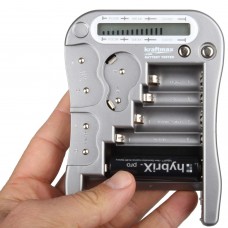 Kraftmax Batterietester Universal Batterie und Akku Testgerät mit LCD-Display LX5900 mit Knopfzellen Test