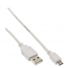 InLine® Micro-USB 2.0 Kabel, USB-A Stecker an Micro-B Stecker, weiß, 5m