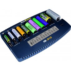 Accu Power IQ312 12-Slot LCD Ladegerät für Li-Ion/Ni-MH/Ni-Cd