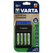 1 x Varta 57677 LCD Plug Charger Akku Ladegerät AAA / AA - mit 4 x 56706 2100mAh